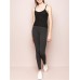 Casual Solid Color Elastic High Waist Leggings Slim Knit Pants