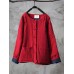 Vintage Women Solid Color Double Pocket Button Long Sleeve Thick Coat