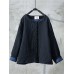 Vintage Women Solid Color Double Pocket Button Long Sleeve Thick Coat