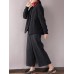 Vintage Women Hidden Button Long Sleeve Baseball Collar Coat