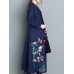 Ethnic Women V-Neck Long Sleeve Floral Embroidered One Button Coat