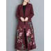 Ethnic Women V-Neck Long Sleeve Floral Embroidered One Button Coat