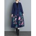 Ethnic Women V-Neck Long Sleeve Floral Embroidered One Button Coat