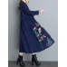 Ethnic Women V-Neck Long Sleeve Floral Embroidered One Button Coat