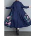 Ethnic Women V-Neck Long Sleeve Floral Embroidered One Button Coat