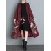 Ethnic Women V-Neck Long Sleeve Floral Embroidered One Button Coat