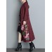 Ethnic Women V-Neck Long Sleeve Floral Embroidered One Button Coat