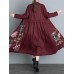 Ethnic Women V-Neck Long Sleeve Floral Embroidered One Button Coat