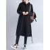 Casual Women Solid Color Long Sleeve Zip Up Hooded Coat