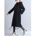 Casual Women Solid Color Long Sleeve Zip Up Hooded Coat