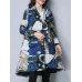 Ethnic Women Thick Long Sleeve Lapel Print Dip Hem Coat