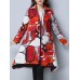 Ethnic Women Thick Long Sleeve Lapel Print Dip Hem Coat