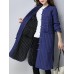 Pure Color Frog Buttons Long Sleeve Split Quilted Coat For Women