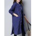 Pure Color Frog Buttons Long Sleeve Split Quilted Coat For Women