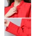 Pure Color Frog Buttons Long Sleeve Split Quilted Coat For Women