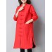 Pure Color Frog Buttons Long Sleeve Split Quilted Coat For Women