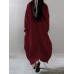 Women Pure Color Long Sleeve Asymmetric Hem Vintage Dress