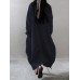 Women Pure Color Long Sleeve Asymmetric Hem Vintage Dress