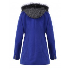 Casual Women Stitching Faux Fur Hooded Long Sleeve Coats