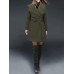 Casual Pure Color Turn-Down Collar Slim Woolen Long Coats with Belt