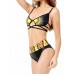 New Stylish Printing Criss Cross Back Swimsuit Sexy High Waist Bikini Set