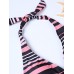 Plus Size Women Wireless Split Stripe Printing Swimsuit Tankinis S-5XL