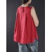 Women Vintage Sleeveless Pure Color Tank Tops