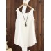 Women Summer Pure Color Pocket Linen Cotton Vest Tank Tops