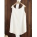 Women Summer Pure Color Pocket Linen Cotton Vest Tank Tops