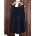 Women Summer Pure Color Pocket Linen Cotton Vest Tank Tops