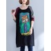 Casual Women Long Sleeve Cartoon Animal Printed T-shirt