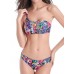 SWIMMART Padded Floral Printing One-shoulder Half Cup Bikini Sets（random）