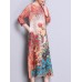 Vintage Women 3/4 Sleeve O-Neck Printed Midi Dress