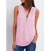 Casual Women Solid Sleeveless Zipper Tops