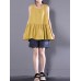 S-5XL Women Sleeveless O-neck Solid Color Pleated Tank Tops