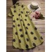 Vintage Women Polka Dot Short Sleeve Irregular Shirt Dress