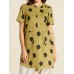 Vintage Women Polka Dot Short Sleeve Irregular Shirt Dress