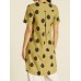 Vintage Women Polka Dot Short Sleeve Irregular Shirt Dress