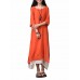 Women Vintage Half Sleeve False Two Pieces Split Maxi Dress