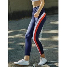 Women Rainbow Stripe High Elastic Waist Running Leggings