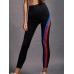 Women Rainbow Stripe High Elastic Waist Running Leggings