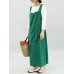 Vintage Women Sleeveless Strap Linen Cotton Pinafore Japanese Dress