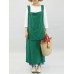 Vintage Women Sleeveless Strap Linen Cotton Pinafore Japanese Dress