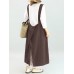 Vintage Women Sleeveless Strap Linen Cotton Pinafore Japanese Dress