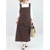 Vintage Women Sleeveless Strap Linen Cotton Pinafore Japanese Dress