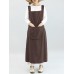 Vintage Women Sleeveless Strap Linen Cotton Pinafore Japanese Dress