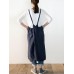 Japanese Sleeveless Straps Cotton Solid Apron Dress with Pockets