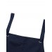 Japanese Sleeveless Straps Cotton Solid Apron Dress with Pockets