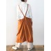 Japanese Sleeveless Straps Cotton Solid Apron Dress with Pockets