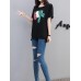 Women Cotton Loose Irregular Hem T-Shirts